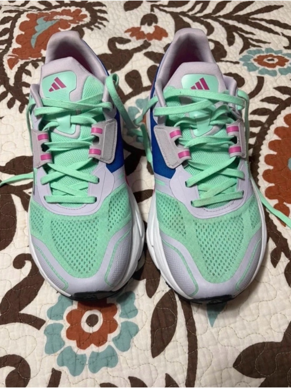 adidas Women’s Mint Green Athletic Sneakers with Pink & Blue Accents